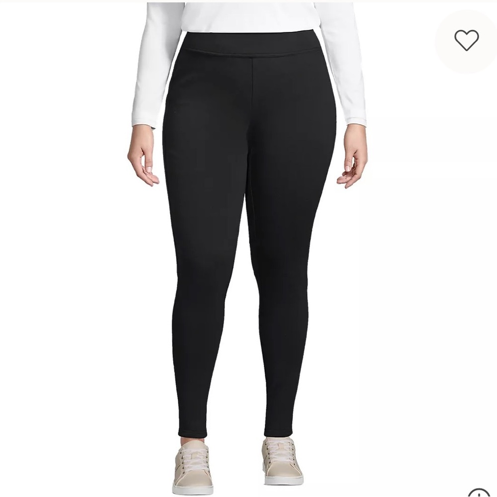 LANDS’ END Black Fleece Lined Leggings